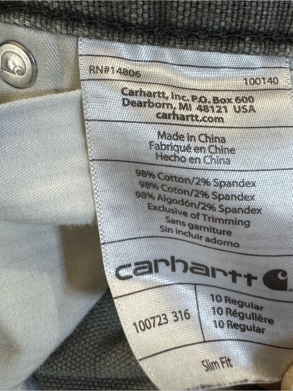 Carhartt double knee slim‎ fit 10R - Picture 7 of 8
